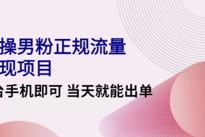（4265期）2022实操男粉正规流量变现项目，一台手机即可 当天就能出单【视频课程】