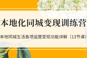 （3107期）本地化同城变现训练营：本地同城生活各项运营变现功能详解（13节课）