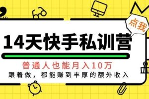 (1044期)14天快手私训营,普通人也能月入10万,跟着做,都能赚到丰厚收入