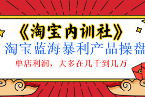(1039期)《淘宝内训社》淘宝蓝海暴利产品操盘,单店利润,大多在几千到几万