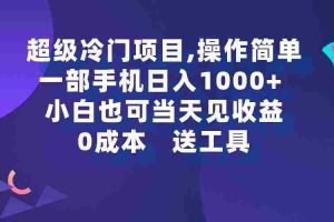（9291期）超级冷门项目,操作简单，一部手机轻松日入1000+，小白也可当天看见收益