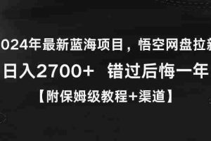 （9095期）2024年最新蓝海项目，悟空网盘拉新，日入2700+错过后悔一年【附保姆级教…