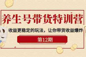 （10110期）养生号带货特训营【12期】收益更稳定的玩法，让你带货收益爆炸-9节直播课