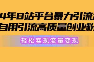 （10500期）2024年B站平台暴力引流术，自用引流高质量创业粉，轻松实现流量变现！